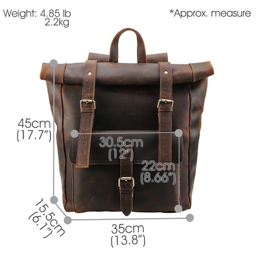 Vintage Style Large Mens Real Leather 17/"Laptop Backpack Travel Outdoor Handbag