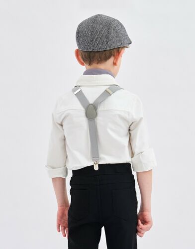 Child 20s Gangster Gatsby Suspenders Braces 1920s Boys Kids Black White Grey