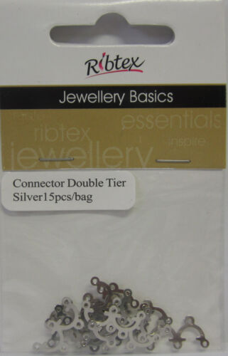 15 x 3 Row Double Tier Connector Finding End in Silver Tone For Beading JF1013 