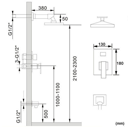 Modern Rainshower Head /& Handshower /& Tub Spout Chrome Shower Set Free Shipping