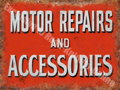 Motor Repairs /& Accessories Vintage Garage Workshop Metal//Steel Wall Sign