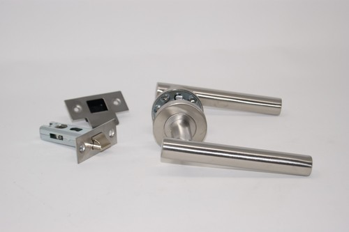 7 X Straight T Bar Modern Door Handle Pack Latch Set Satin Stainless Packs