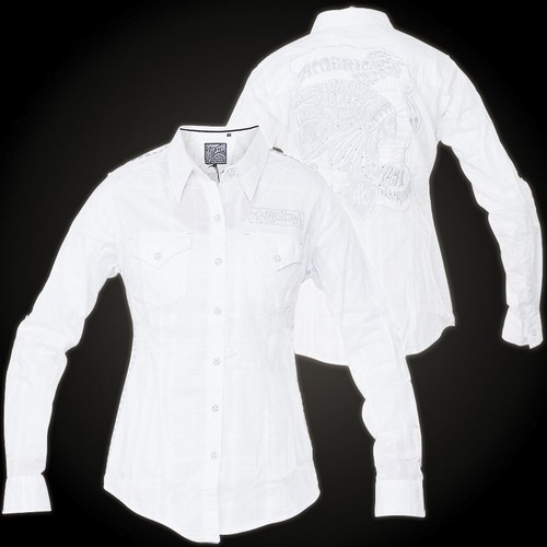 AFFLICTION Damen Hemd Patrol Woven Weiß Hemden affliction Patrol Woven