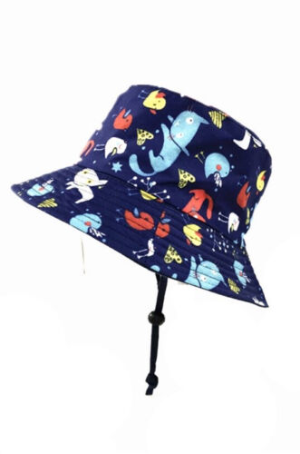 Children/'s 100/% Cotton Printed Bucket Hat Summer Sun Hat