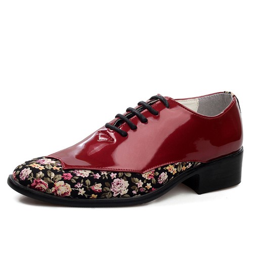 Details about / Mens Faux Patent Leather Dress Formal Business Shoes Floral Pointy Toe Oxfords D