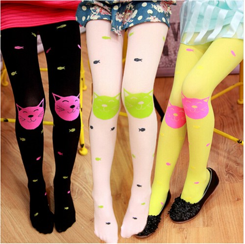 New High Quality girls tights Velvet candy colors Cat Fish Pantyhose for kids JH