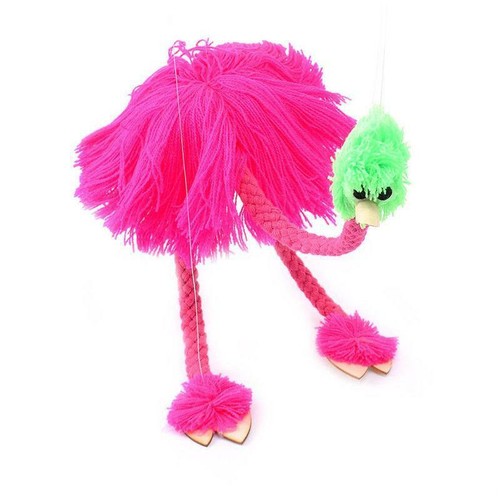 5PCS Wool Rope Ostrich Bird Wooden Stuffed Puppet Marionette Muppet Doll Toy Use
