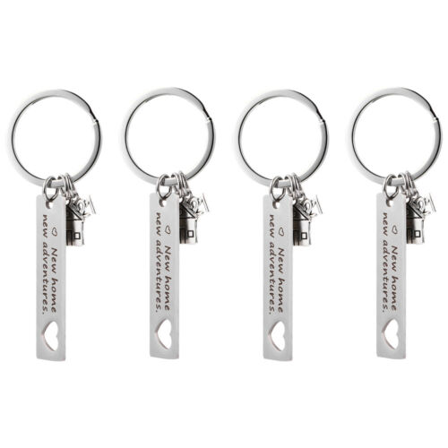 4pcs Titanium Steel Housewarming Keychains Chic Bag Pendants Gift Key Rings 
