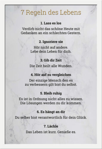 61x91,5 cm 7 Regeln des Lebens weiß Version 2 Motivations Kunstdruck Poster