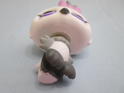 Littlest Pet Shop White Grey Gray Owl Purple Eyes Bow 449 Authentic Lps