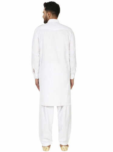 Men's Tunic Cotton Pathani Kurta Pajama Set Indian Casual Wedding Wear Outfit 