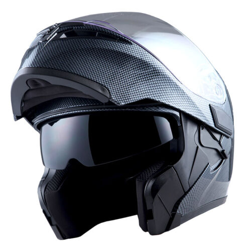 1Storm Motorcycle Full Face Helmet Modular Flip up Dual Shield Inner Sun Visor
