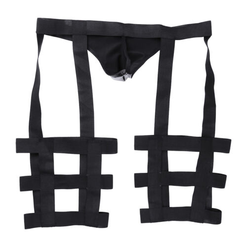 Men's Leather Open Butt G-string Thong Punk Style Pouch Briefs Underwear Garter 
