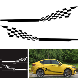 2Pcs Car Accessories Checkered flag Racing Side Emblem Decal Stickers waterproof