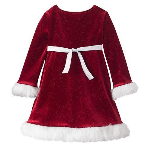 New Bonnie Jean Baby Girl Red Christmas Santa Snowflake Dress Size 2 T 