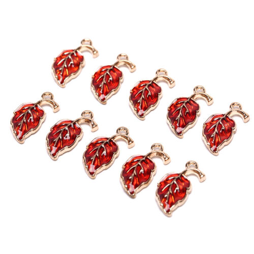 10Pcs Enamel Alloy Leaf Leaves Charms Metal Pendants DIY Craft Jewelry FindY`nd 