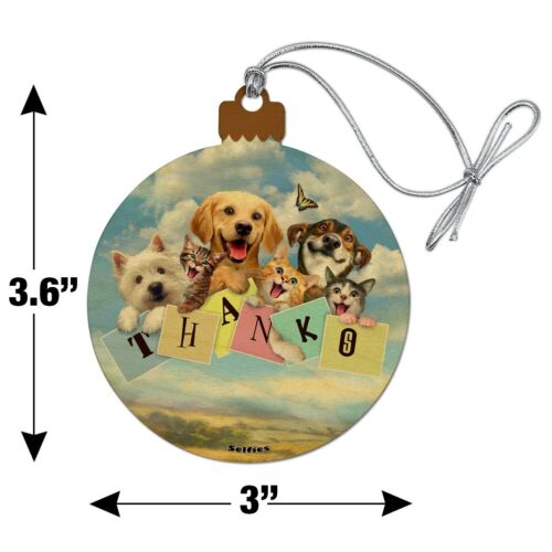 Details about  / Dog and Cat Thanks Thank You Selfie Wood Christmas Tree Holiday Ornament