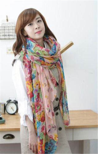 Womens Ladies Printed Cotton Warm Long Scarf Stole Shawl Wrap Soft Voile Scarves 