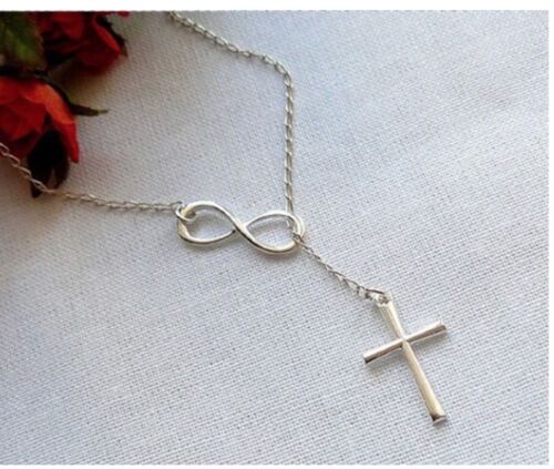 Infinity Kette Halskette Y-Kette silber Kreuz Ewigkeit Style Eternity Casual neu