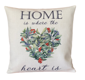 Home is where the heart is cushion cover 40 cm ~ Rustic country botanical//gift