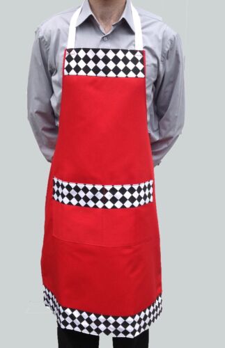 Wholesale Job Lot 5 Brand New Mens Womens Red Bib Aprons Work Chef Cook