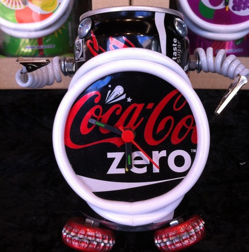 Robot Alarm Clock Recycled Coca Cola Zero Can Coke Zero Recycled Can Clock