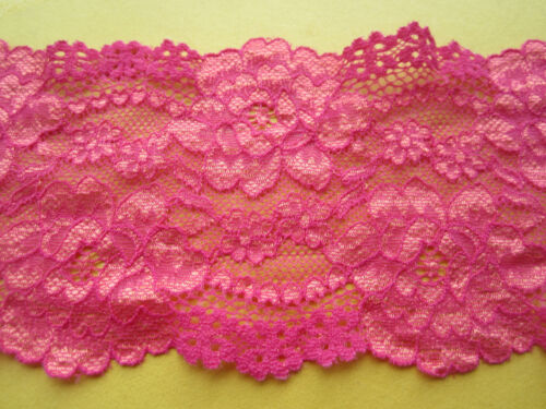 Spitze pink magenta elastisch 9,6cm breit Borte  Eröffnungspreis