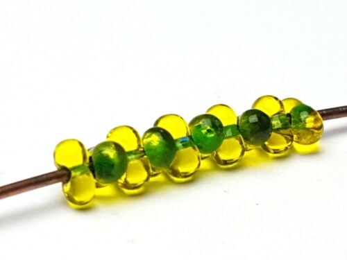 50 g Séquoia rocaille seed beads vert Jaune 4 mm transparent Farfalle forme 6//0