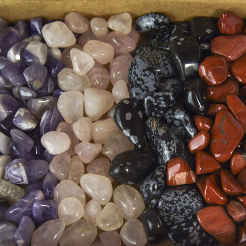 Tumbled Stone Collection 1.0lb Lots Banded Amethyst Rose Quartz Obsidian Jasper