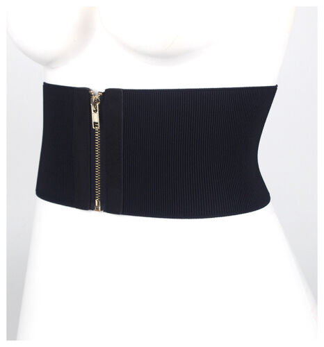 Femmes large ceinture ceinture élastique Corset Fermeture Éclair Robe Stretch Ceinture