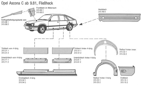 Heckblech für OPEL Ascona C Bj 09.81-88