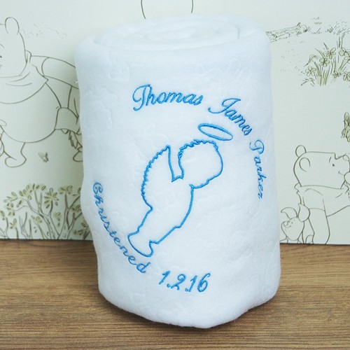 Personalised Embroidered Baby Fleece Blanket Christening Girls Boys NewBorn Gift