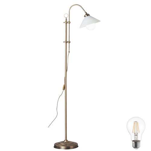 LED Bogen Leuchte Steh Antik Lampe verstellbar Altmessing Vintage Retro EDISON