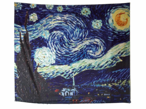 Van Gogh Art Wall Tapestries 53.1in X 59in Starry Night Tapestry Wall Hanging 