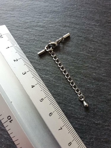 4 Sets Stainless Steel END CAPS for 1mm Cord with 10mm Lobster Clasps /& Extender