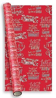Red White /& Silver Text 10m Modern Christmas Gift Wrapping Paper Roll 2 x 5m
