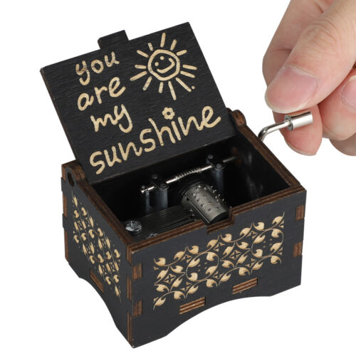 Music Box You are My Sunshine Black/Wooden Classic Music Box Crafts w Hand Crank 