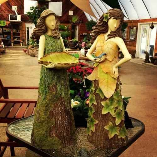 Fairy Statuary With Bird Feeder Resin Ornament Outdoor Statue FR NEW Garden K4G3