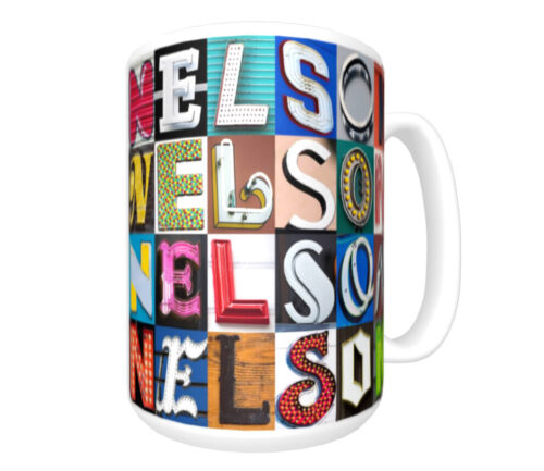 Cup featuring the name in photos of sign letters NELSON Coffee Mug 