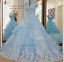 Light Blue Wedding Dresses Ball Gown Vestido de Noiva Princesa Custom Size 4-28+ 