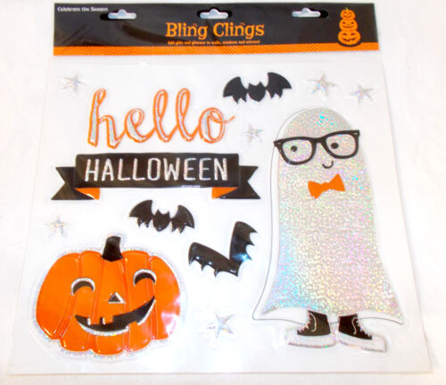 Shopko Hello Halloween Ghosts Jack-o-lanterns Bling Clings Cling Window Mirror 