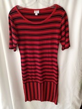 LulaRoe Women's dress Bold Red & Black stripes Sz Medium Soft Rayon & Spandex