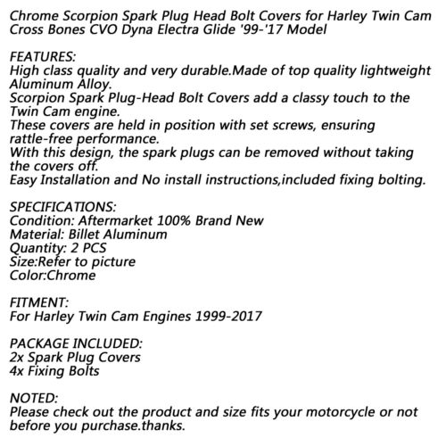 Chrome spark plug boulon à tête couvre pour Dyna Softail Twin Cam 99-17 Modèle