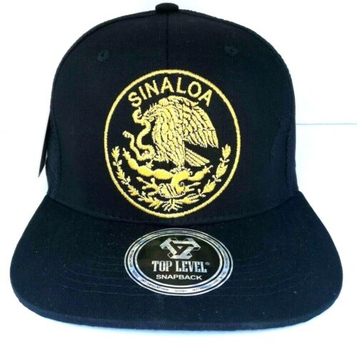 Mexico Hat Mesh Snapback Black federal logo state gold Embroidered baseball cap 