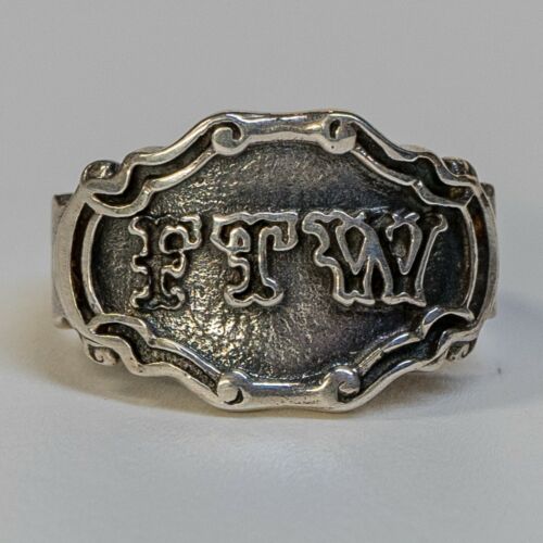 FTW F*** THE WORLD 925 silver Outlaw Biker Rock Ring Metal feeanddave 