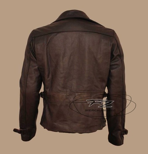 First Avenger Captain America Brown Biker Real Leather Jacket Chris Evans