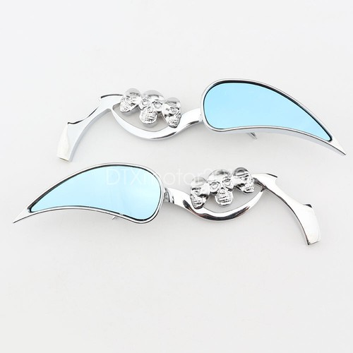 Chrome Skull Rear View Mirrors for Harley Davidson Street Glide FLHX Touring US