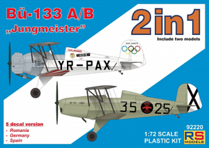 2-in-1 #92220 Rs Models 1//72 Bucker Bu-133a//B /" Jungmeister /"