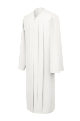 All Sizes White Graduation Gown Matte Fabric