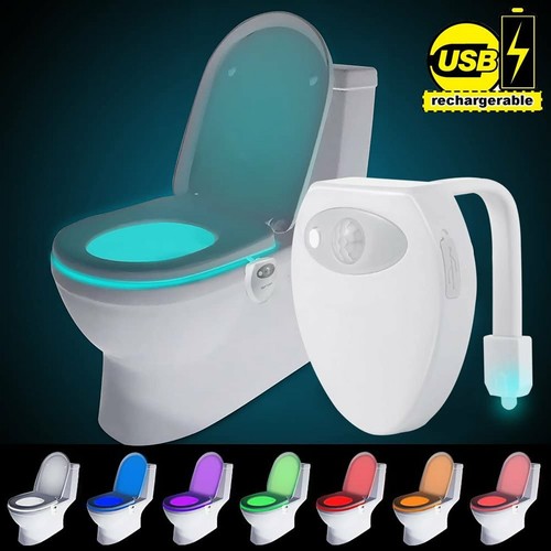 8 Farben LED Toilettendeckel Nachtlicht Motion Lampe Sensor WC Sitz Klobrille